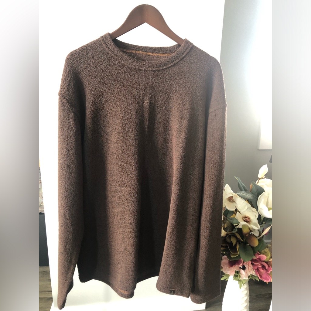 Prana Brown Textured Crewneck Sweater